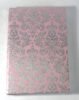 Hardcover metallic silver sparkling foil print pink color handmade paper notebook